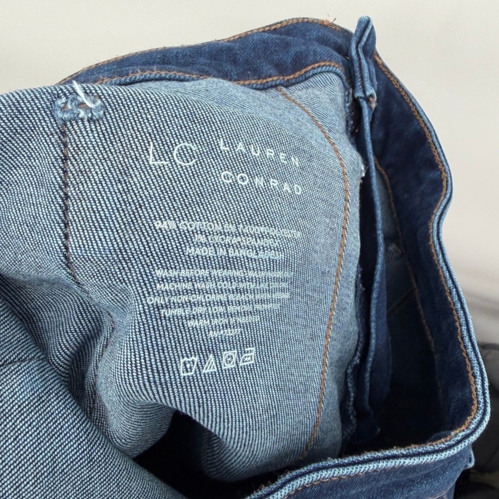 LC Lauren Conrad Wide Leg Jeans High Rise Patch Pocket Denim Blue Size 14 - Picture 10 of 10